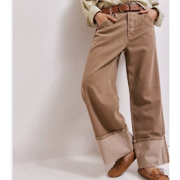 We the Free Final Countdown Low Rise Cuffed Boyfriend Jeans Baggy Wide Leg Sz 32 - Picture 3 of 16